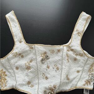 ASOS White and Gold Embellished Crop Top